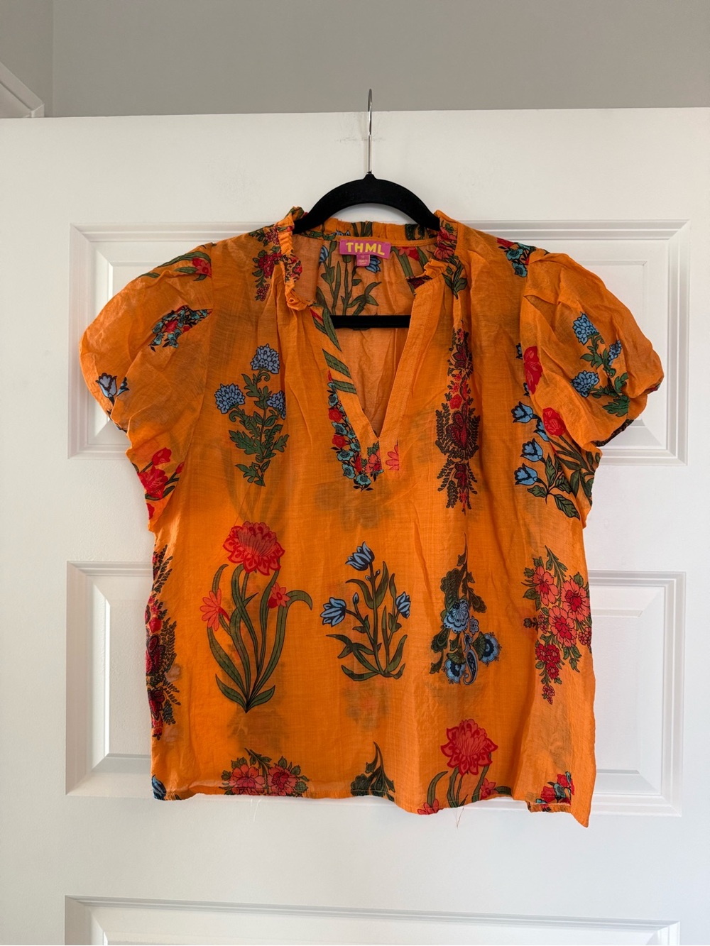 NWOT THML Floral Puff Sleeve Top